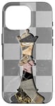 Coque pour iPhone 16 Pro Jeu d'échecs Gambit Marbling Queen Échiquier à carreaux