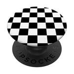 Phone Pop Up Holder,Checkered Black and White Checker Check PopSockets PopGrip - Support et Grip pour Smartphone/Tablette avec un Top Interchangeable