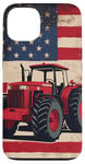 Coque pour iPhone 13 Rouge abstrait ethnique tracteur patriotique drapeau américain ferme