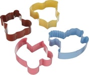 Wilton Cookie Cutter Baby Theme, Lot de 4: Emporte-Pièces Bébé en Aluminium: Barboteuse, Landau, Cheval à Bascule et Ourson, Pâtisserie, DIY - Set/4