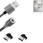 Data charging cable for Oppo Reno10 Pro+ with USB type C and Micro-USB adapter