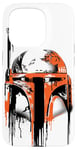 iPhone 15 Pro Star Wars Boba Fett Helmet Paint Drip White Case