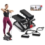 Sunny Health & Fitness Total Body Smart 2-in-1 Stepper Machine, Total Body Workout, Adjustable Hydraulic, LCD Monitor, Resistance Bands, Non-Slip Pedals - SF-S0978SMART