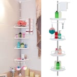 Telescopic Spring Tension Pole 4 Shelves Corner Bath Shower Rack Caddy Organiser