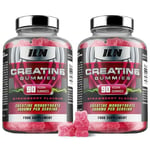 Iron Labs Nutrition Creatine Gummies - 3,600mg per Serving - Strawberry Flavour - Creatine Monohydrate Gummy Bears - High Strength Creatine Gummies for Men and Women (2 Pack - 180 Vegan Gummies)