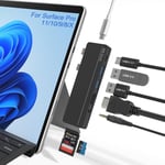 Surface Pro 9 Docking Station, Surface Pro 8 Hub avec 4K HDMI, 100W USB C Thunerbolt 4, USB C, Audio, 2* USB A 3.0, TF/SD Carte, Triple Affichage pour Microsoft Surface Pro 9/Pro 8 /Pro X