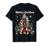 Border Collie Dogs Merry Christmas Tree Dog Lovers Matching T-Shirt