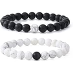 8MM Herrar Pärlar Armband Par Matchande Armband Set Matt Lava