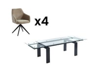 Ensemble table LUBANA + 4 chaise MUSE - Noir et beige