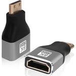 Adaptateur Mini HDMI 8K, 2 Paquet Adaptateur Mini HDMI mâle vers HDMI Femelle, Compatible avec Ordinateurs portables, tablettes, caméscopes,