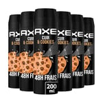 AXE Déodorant Homme Spray Cuir et Cookies, 48h non-stop frais (Lot de 6x200ml)