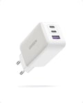 UGREEN Nexode 65W Chargeur USB C Rapide 3 Ports GaN Tech Prise USB C Compatible avec iPhone 16 Plus Pro Max 15 14 13 12 11 Galaxy S24 S23 A15 Pixel 9 8 7 iPad MacBook Air Pro M4 M3 M2 M1 (Blanc)