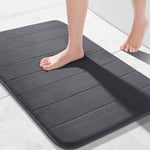 Yimobra Memory Foam Bath Mat Large Size, 51 x 81 cm, Soft and Comfortable, Super Water Absorption, Non-Slip, Thick, Machine Wash, Easier to Dry for Bathroom Floor Rug, Dark Gray