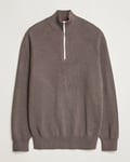 Brunello Cucinelli Cotton Rib Half Zip Dark Brown