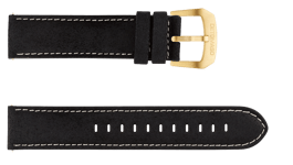 Detomaso Bracelet pour Montre. en Cuir Noir de 20 mm avec Boucle d'orée. NEUF