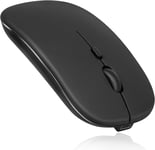 2.4GHz & Bluetooth Mouse, Rechargeable Wireless Mouse for Samsung Galaxy Tab S7 FE Bluetooth Wireless Mouse for Laptop/PC/Mac/iPad Pro/Computer/Tablet/Android Onyx Black