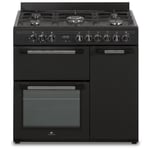 Cuisinière piano gaz 3 fours électriques CONTINENTAL EDISON CECP903FB - 5 feux - Noir - Largeur 90 cm