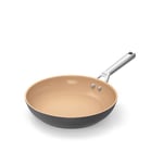 Ninja Extended Life 24cm Ceramic Frying Pan, Non-Stick (No PFAs, PFOAs, Lead or Cadmium), Induction Compatible, Stainless Steel Handle, Oven Safe to 285°C, Terracotta & Grey, CW90024UK