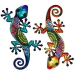 HONGLAND Lot de 2 décorations murales Gecko en métal de 38,1 cm en Forme de lézard à Suspendre pour Jardin, clôture, Maison