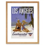 Wee Blue Coo Travel La Los Angeles Continental Airline Beach Tropicalad Art Framed Wall Art Print