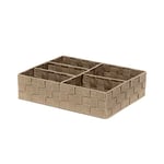 Compactor Stan Organiseur de Tiroir, 5 Compartiments, Tissu Tressé/Métal, Taupe, 32 x 25 x 8cm