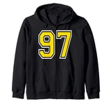 Number 97 in Yellow Black White printed both sides Zip Hoodie