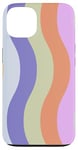 Coque pour iPhone 13 Rose, violet, orange, motif à rayures ondulées, esthétique des années 70