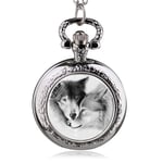 DSHUJC Montre de Poche, Mode Loup Montre de Poche à Quartz Pendentif Collier Hommes Montre Femmes Montre