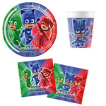 Procos DY10273868 - PJ Masks Party Set Small, assiettes, gobelets et serviettes, décoration de table, décoration d'anniversaire