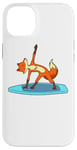 Coque pour iPhone 14 Plus Le renard de dessin animé fait du SUP yoga