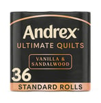 Andrex Ultimate Quilts Toilet Tissue; 36 Quilted Toilet Rolls with Vanilla and Sandalwood Fragrance, Quilted Loo Rolls for Premium Skin Comfort, 9 Toilet Rolls x 4 Packs