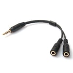 3.5mm Stereo Audio hane hona Hörlurs & Mic Splitter Adapter Svart