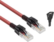 Câble Ethernet CAT6A verrouillable, avec serrure, câble patch Ethernet RJ45 (U/UTP), protection anti-torsion LSZH, rouge, 1,5 m ¿ FB5551.[G630]