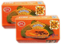 2 x Asantee Thai Herbal Papaya Honey Soap with Q10, AHA, BHA Skin Whiten 125g