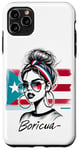 Coque pour iPhone 11 Pro Max Boricua Girl Hair Bun Bandana Porto Rico Flag Cool Fun