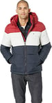 Tommy Hilfiger Men's Hooded Puffer Jacket, Red/White/Midnight, L