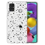 ZTOFERA Compatible with Samsung Galaxy A51 4G Case, Clear Soft TPU Back Cover with Planet Star Moon Space Pattern Protective Phone Case Lightweight Shockproof Bumper Slim Cover - Black Space