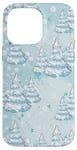 iPhone 14 Pro Max Light Blue Icy Snow Christmas Tree Winter Holiday Coquette Case