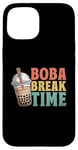 Coque pour iPhone 15 Boba Break Time Thé au lait Bubble Tea Boba Pearl Lover