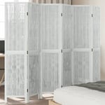 vidaXL Room Divider 6 Panels White Solid Wood Paulownia