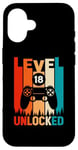 Coque pour iPhone 16 Level 18 Jeu vidéo débloqué pour 18e anniversaire Garçon