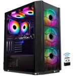 STGsivir PC Gamer Fixe,Ordinateur Gaming, Core i5-9400F jusqu'à 4.1GHz, Radeon RX 5700 8Go GDDR6, RAM 16Go, SSD 1To, WiFi 600M, BT 5.0, Ventilateur RVB x 6, W11H64