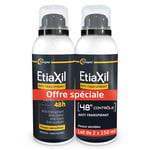 ETIAXIL - Déodorant Anti-transpirant HOMME Transpiration Modérée Aisselles Contrôle 48h Aérosol Lot de 2 Spray 300 ml