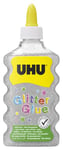 UHU Glitter Glue Argent - Bouteille de paillettes argentées pour décorer, sans danger pour les enfants, testé dermatologiquement, parfait pour les travaux