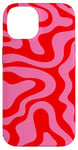 Coque pour iPhone 14 Simple abstrait rose et rouge ondulé tourbillon