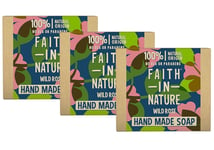 Faith In Nature Wild Rose Hand Made Soap 100g (Pack of 3) - Vegan