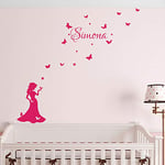 Stickers Prénom Personnalisé | Sticker Autocollant Nom Personnalisable - Décoration Murale Chambre Enfant | 2 Planches de 30 x 20 cm et 40 x 30 cm – Fushia