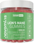 Lions Mane Supplement High-Strength 2000mg - Sugar-Free - Lions Mane Mushroom Extract Gummies - with Vitamin B6, B12 - Alternative to Lions Mane Capsules & Powder - Lion's Mane for Mental Performance