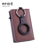 RFID Keychain Tracker Cover Locator Card Holder Wallet for AirTag(Brown)