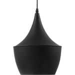 Lampe Suspension Design Tendance Abat-jour Noir Intérieur Doré E27 60W pour Éclairage Chic Moderne et Urbain de Votre Salon ou Cuisine Beliani